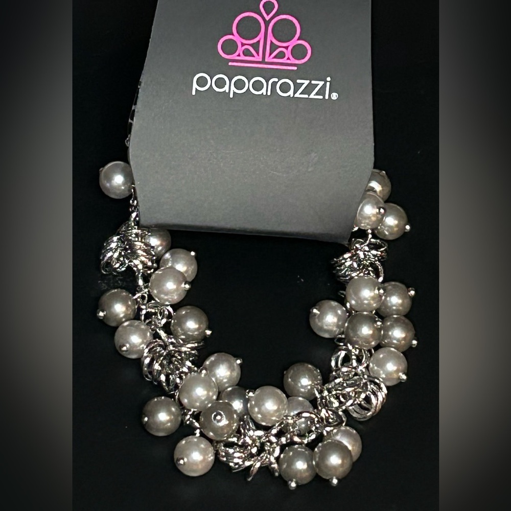 Paparazzi Silver and Gray Pearl Bracelet